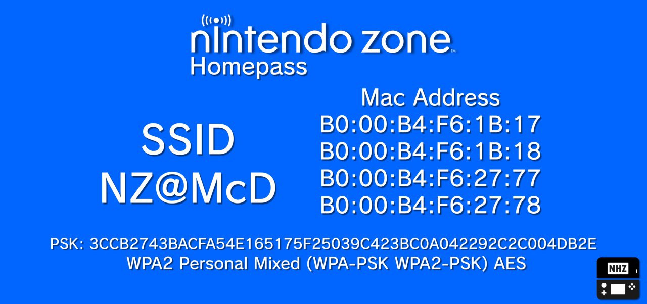 Indirizzi MAC di un Access Point del Mc Donald's per la Nintendo Zone (Gli stessi che venivano usati[...]