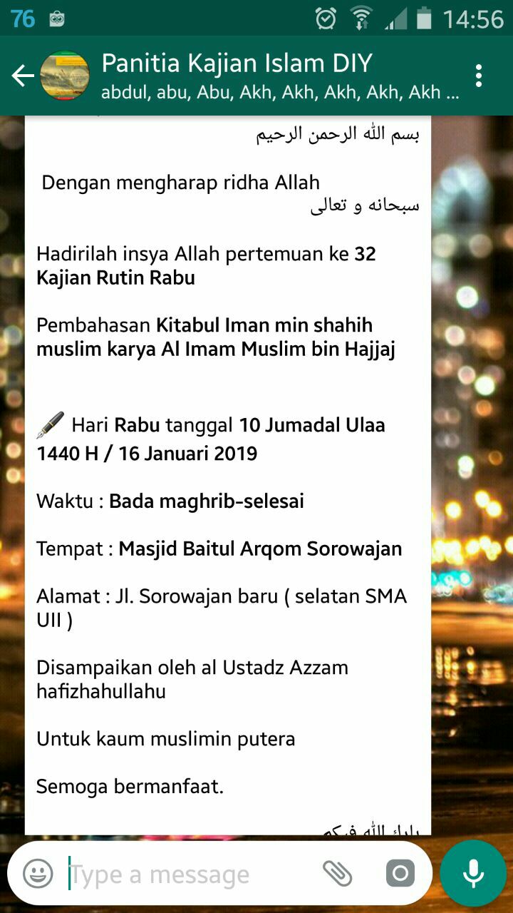 📌Info Jadwal Kajian Bantul, 16, Jan 2019