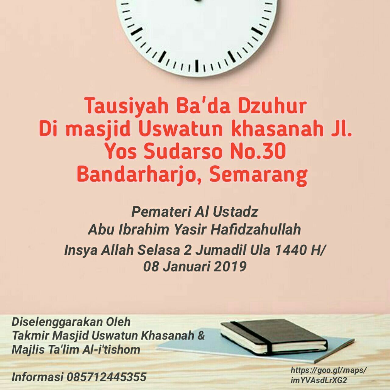 📌Info Jadwal Kajian Semarang, Jan 2019, 8