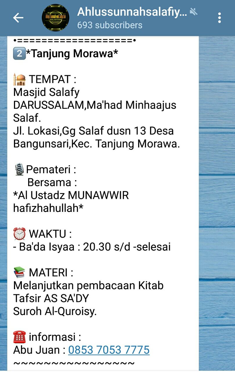 📌Info Jadwal Kajian Medan, @Tanjung Morawa, 12, Jan 2019
