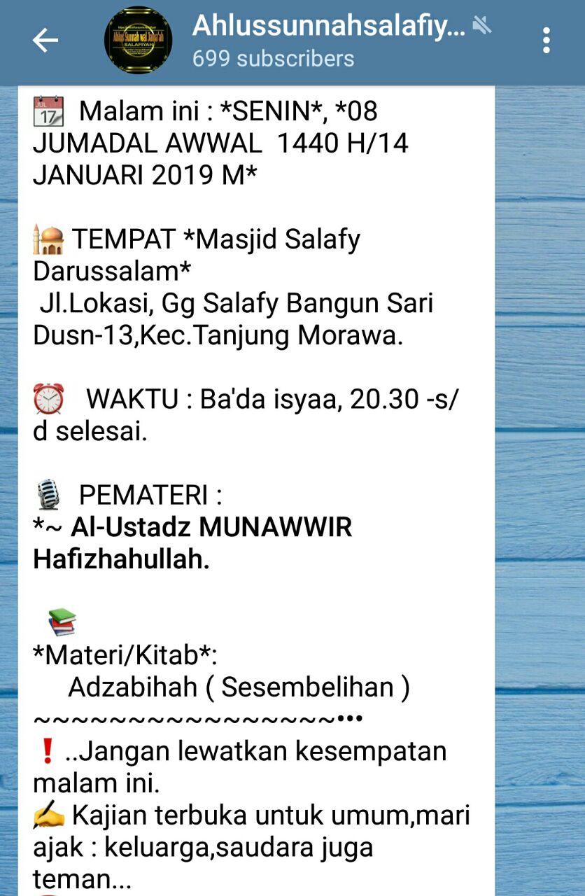 📌Info Jadwal Kajian Medan, @Tanjung Morawa, 14, Jan 2019