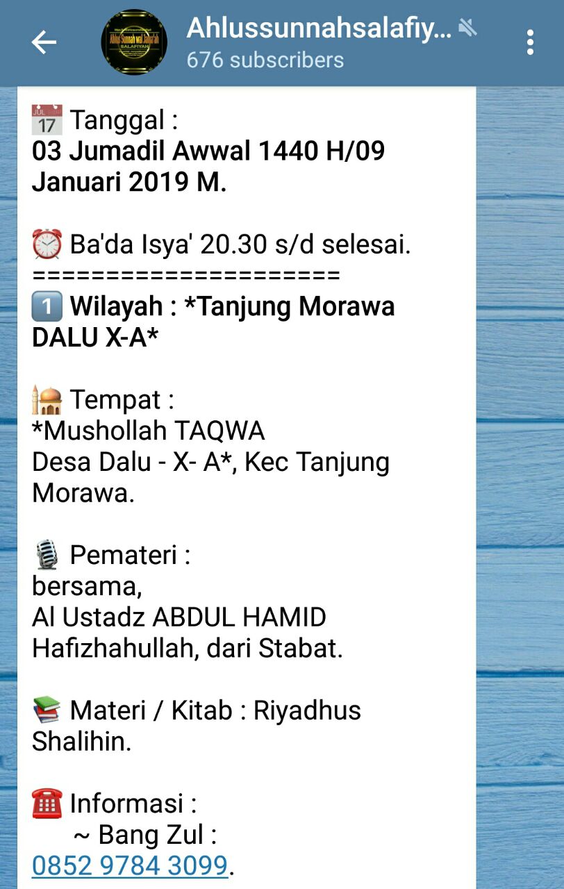 📌Info Jadwal Kajian Medan, @Tanjung Morawa, Jan 2019, 9